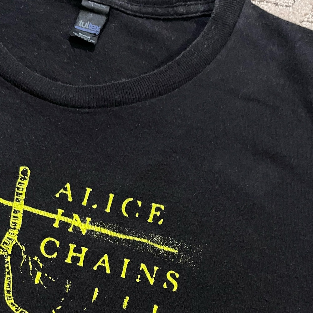 🎸 '14 Alice In Chains Band Green Tree Root Veinage Neon Logo 2 Side Tour T Shirt - Picture 9 of 16